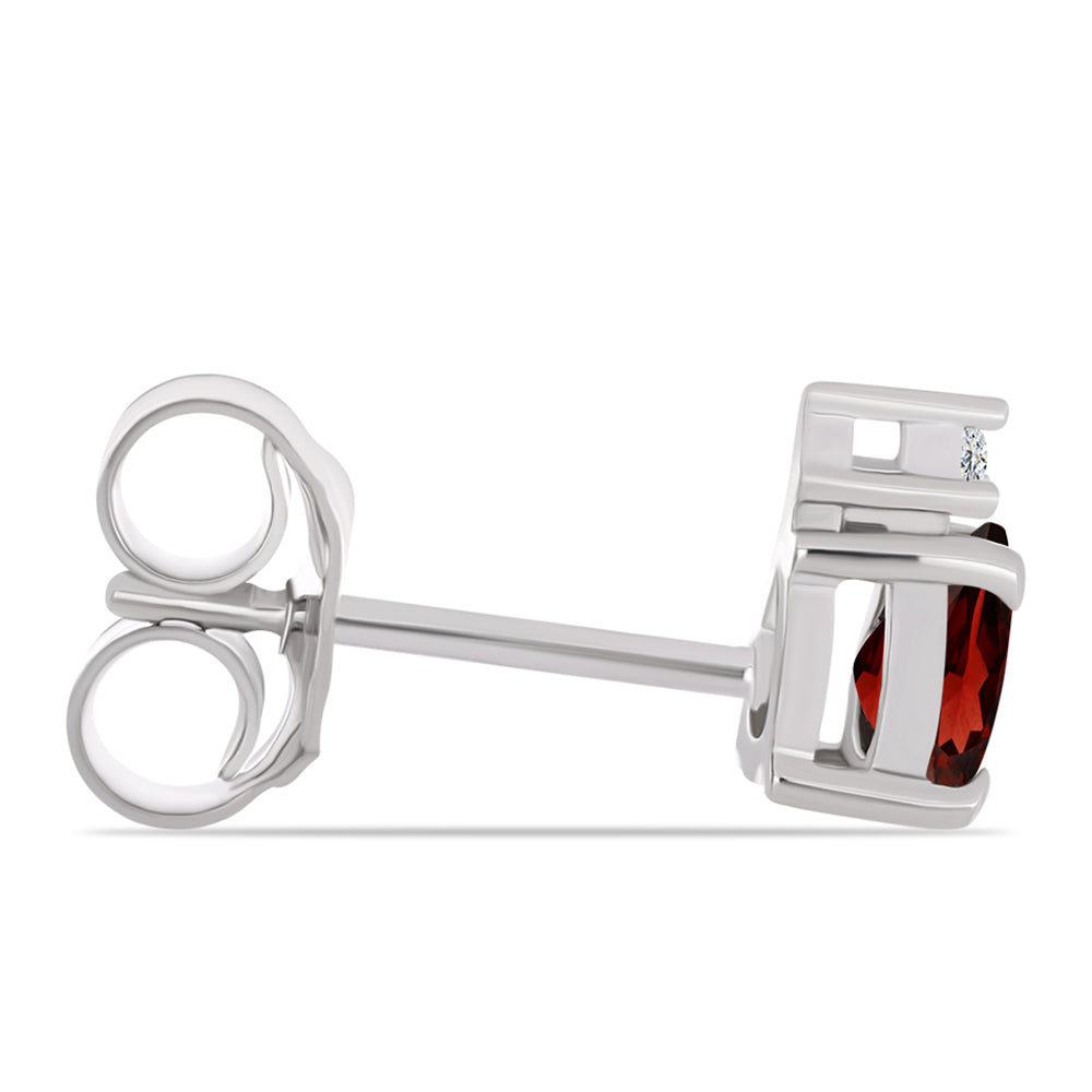 Cercei din Argint 925 ( 0.96 grame ) cu Granat Barton și Topaz Alb 0.86 Carate