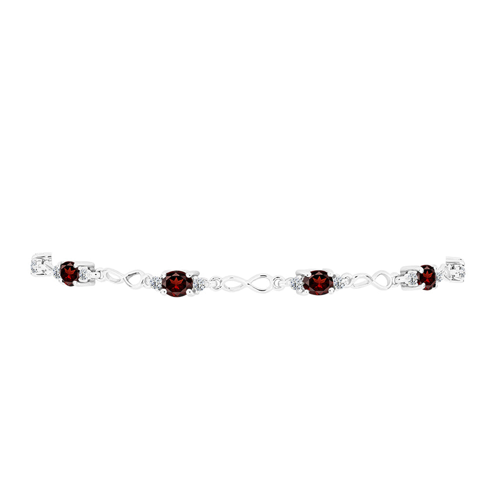 Brățară din Argint 925 ( 4.39 grame ) cu Granat Barton și Topaz Alb 2.96 Carate