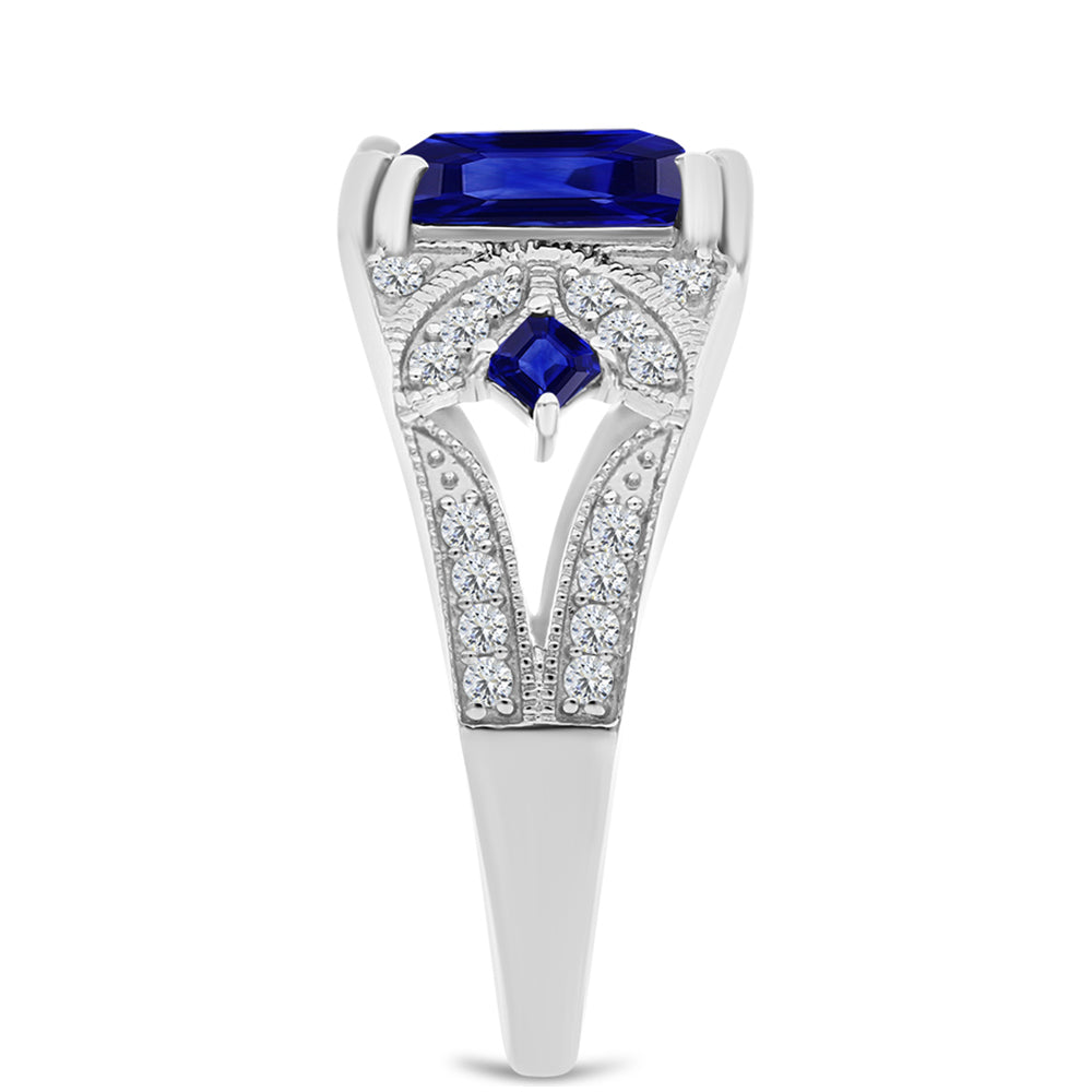 Inel din Argint 925 ( 3.4 grame ) cu Safir Albastru Australian și Topaz Alb 3.48 Carate