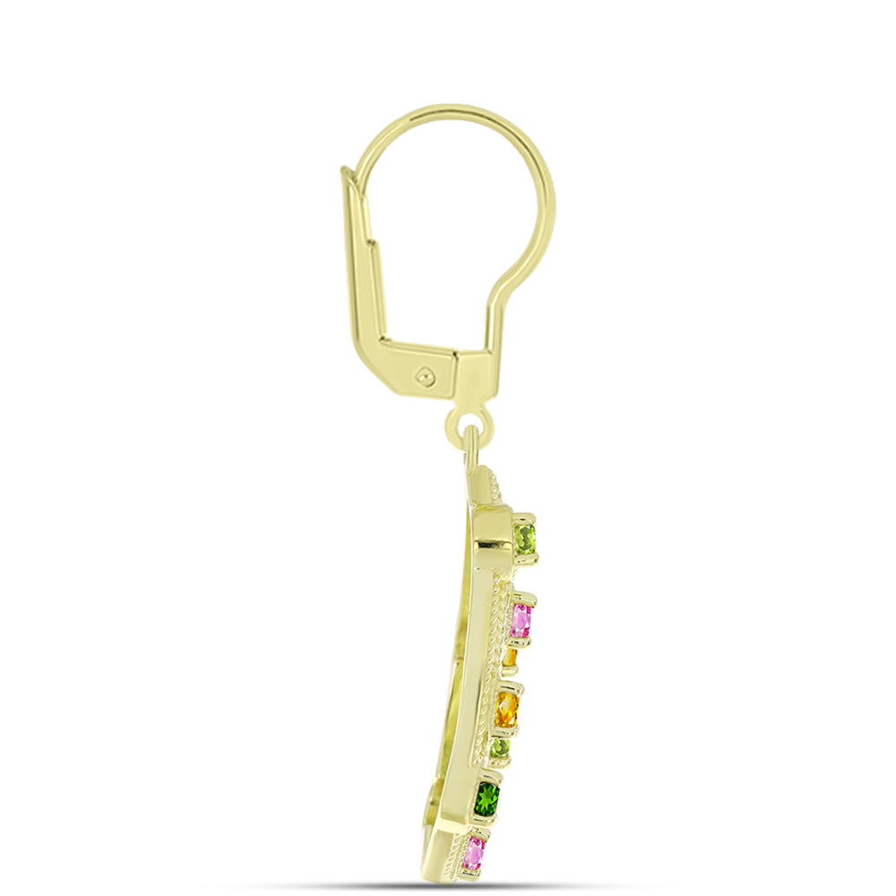 Cercei din Argint 925 Placat cu Aur ( 4.92 grame ) cu Turmalină Chakra 1.39 Carate