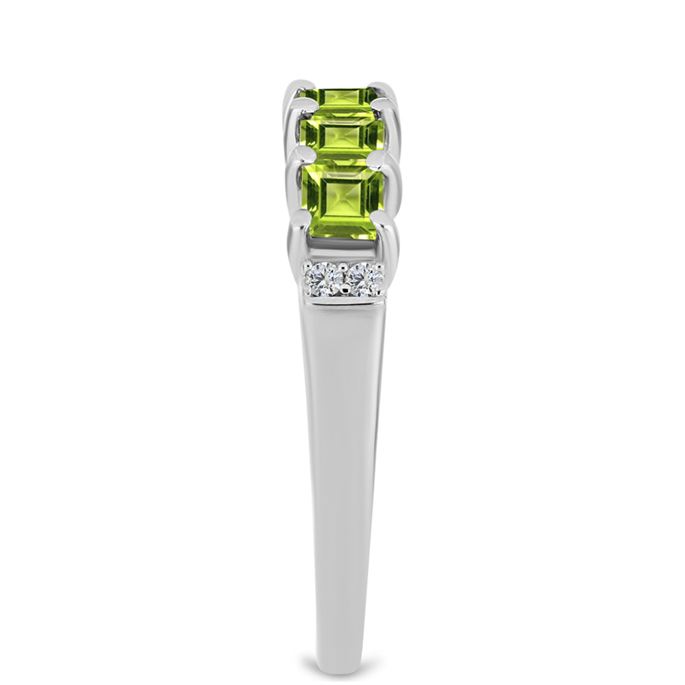 Inel din Argint 925 ( 2.35 grame ) cu Peridot Changbai și Topaz Alb 0.92 Carate