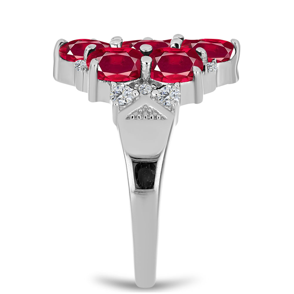 Inel din Argint 925 ( 3.67 grame ) cu Rubin Malagasy și Topaz Alb 3.96 Carate
