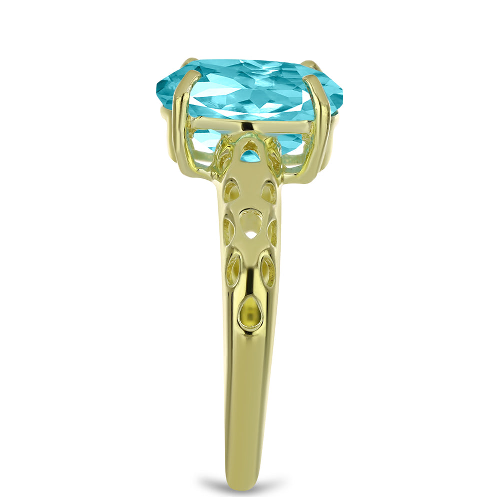 Inel din Argint 925 Placat cu Aur ( 3.17 grame ) cu Cuarț Paraiba 4.5 Carate