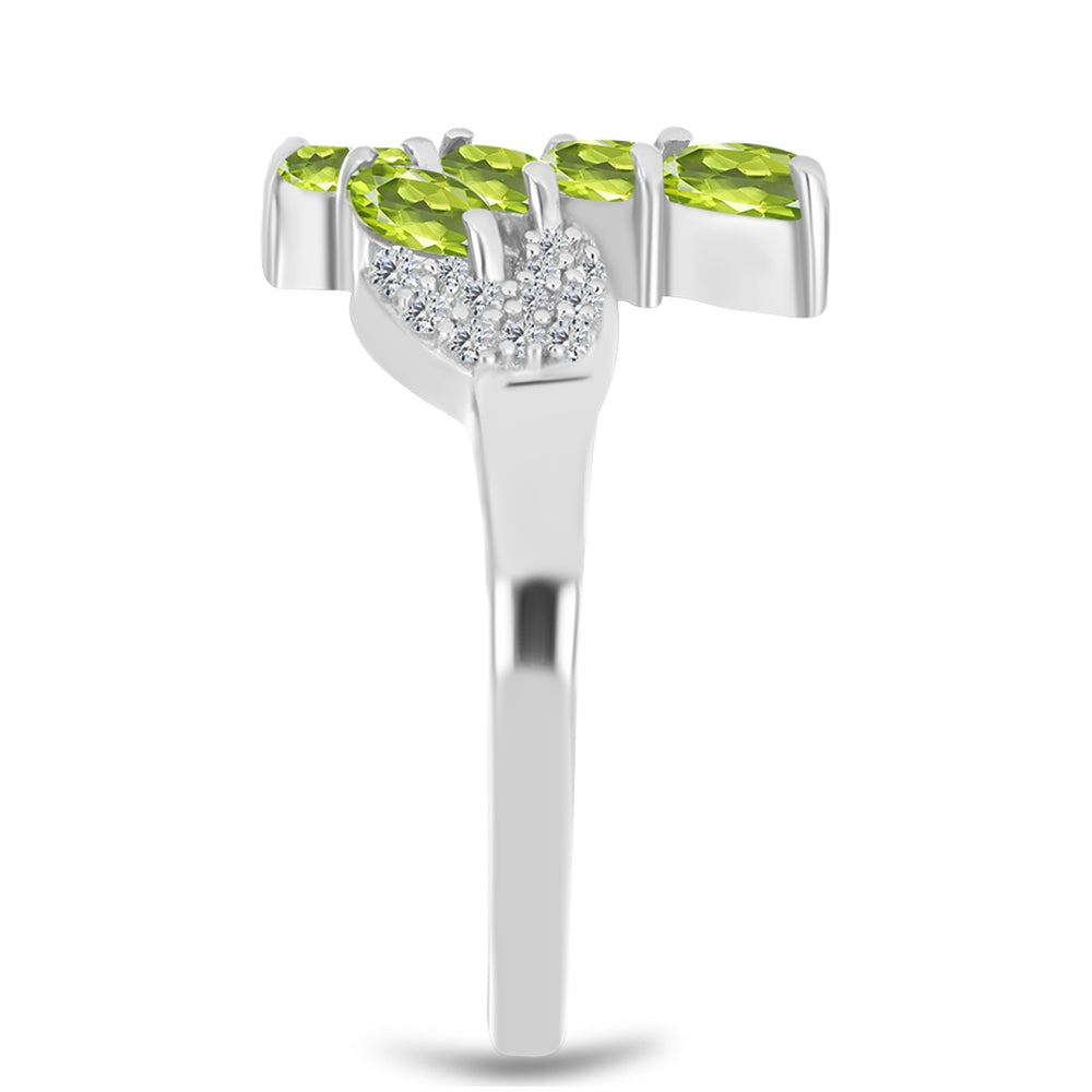Inel din Argint 925 ( 2.39 grame ) cu Peridot Changbai și Topaz Alb 1.03 Carate