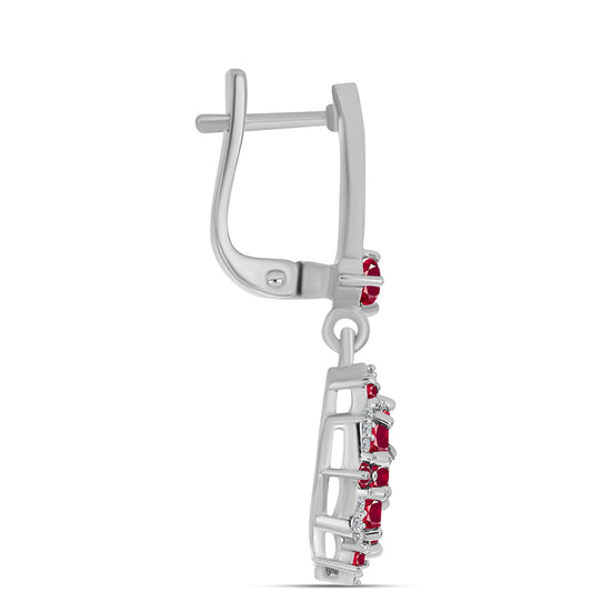 Cercei din Argint 925 ( 5.09 grame ) cu Rubin Malagasy și Topaz Alb 2.91 Carate