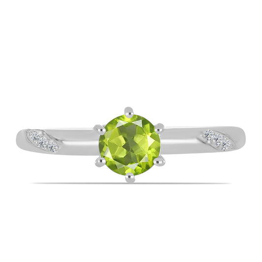 Inel din Argint 925 ( 2.07 grame ) cu Peridot Changbai și Topaz Alb 0.96 Carate