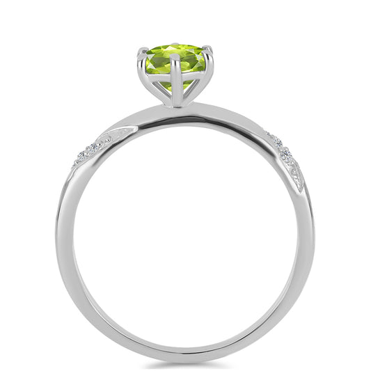 Inel din Argint 925 ( 2.07 grame ) cu Peridot Changbai și Topaz Alb 0.96 Carate