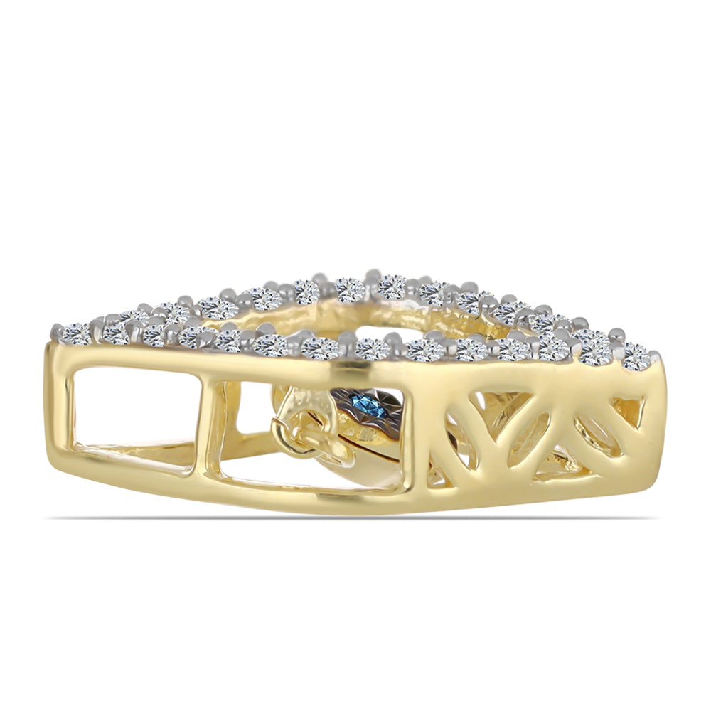 Pandantiv din Argint 925 Placat cu Aur ( 0.96 grame ) cu Diamant Albastru Dansator și Topaz Alb 0.24 Carate