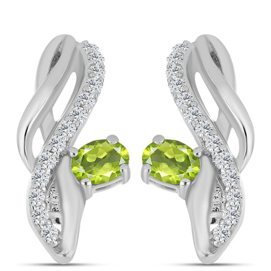 Cercei din Argint 925 ( 3.44 grame ) cu Peridot Changbai și Topaz Alb 0.59 Carate