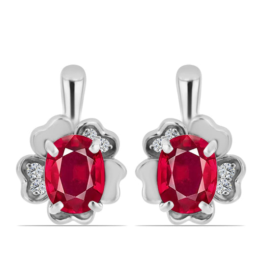 Cercei din Argint 925 ( 4.3 grame ) cu Rubin Malagasy și Topaz Alb 3.78 Carate