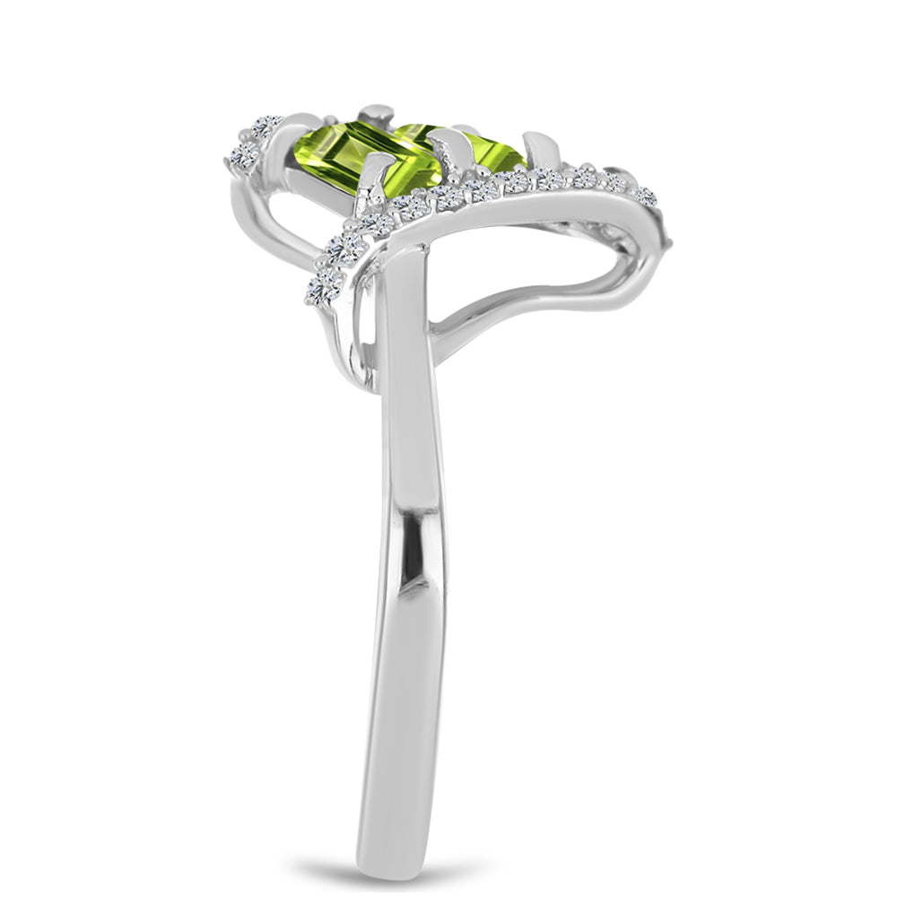 Inel din Argint 925 ( 2.89 grame ) cu Peridot Changbai și Topaz Alb 1.19 Carate
