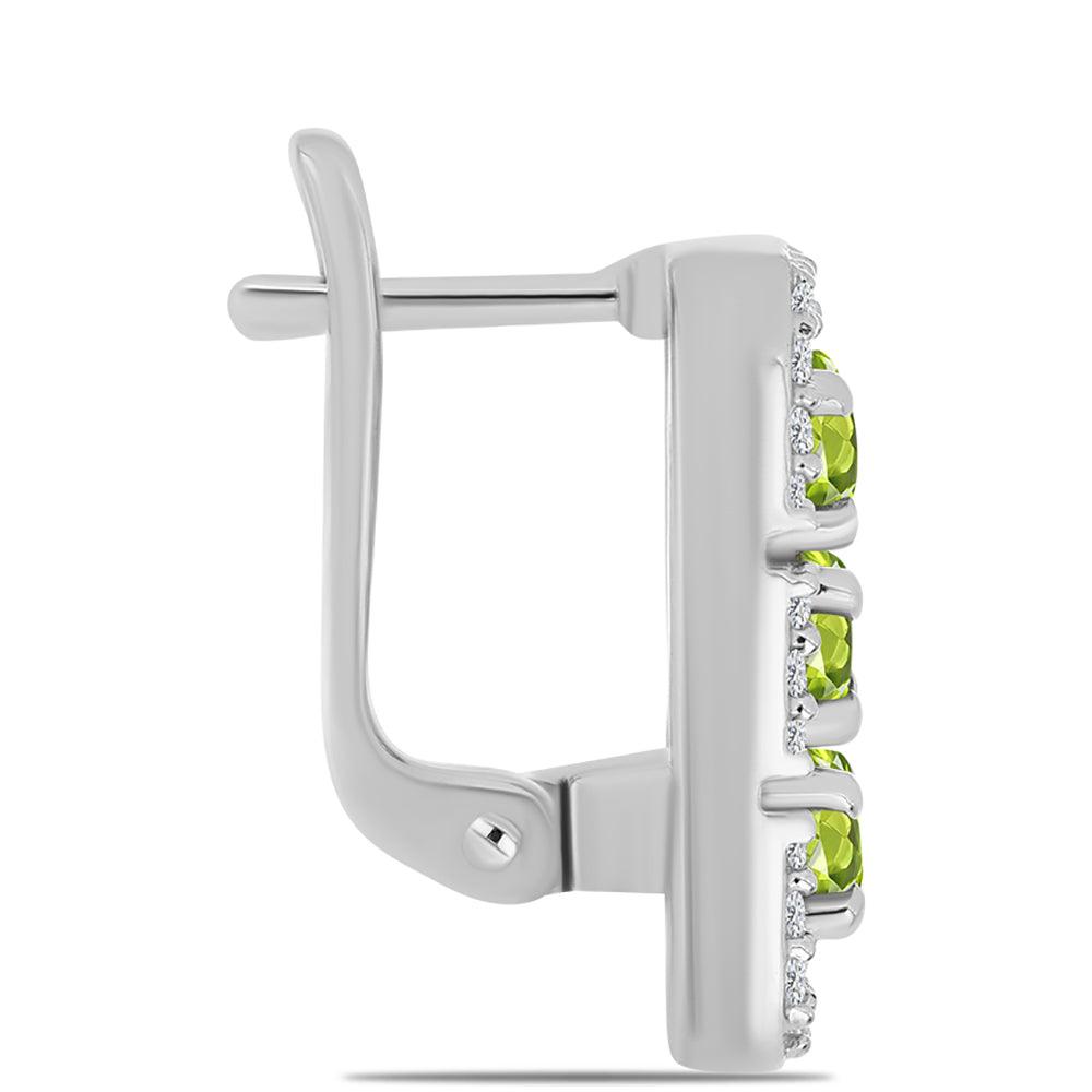 Cercei din Argint 925 ( 4.78 grame ) cu Peridot Changbai și Topaz Alb 1.18 Carate