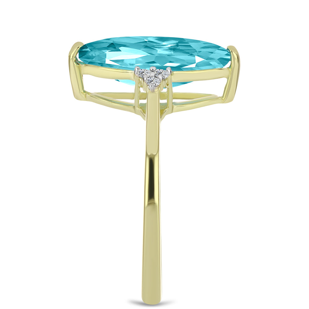 Inel din Argint 925 Placat cu Aur ( 2.03 grame ) cu Cuarț Paraiba și Topaz Alb 2.47 Carate