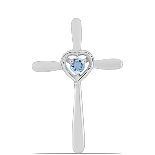 Cruce Pandantiv din Argint 925 ( 1.51 grame ) cu Acvamarin Embu County 0.11 Carate