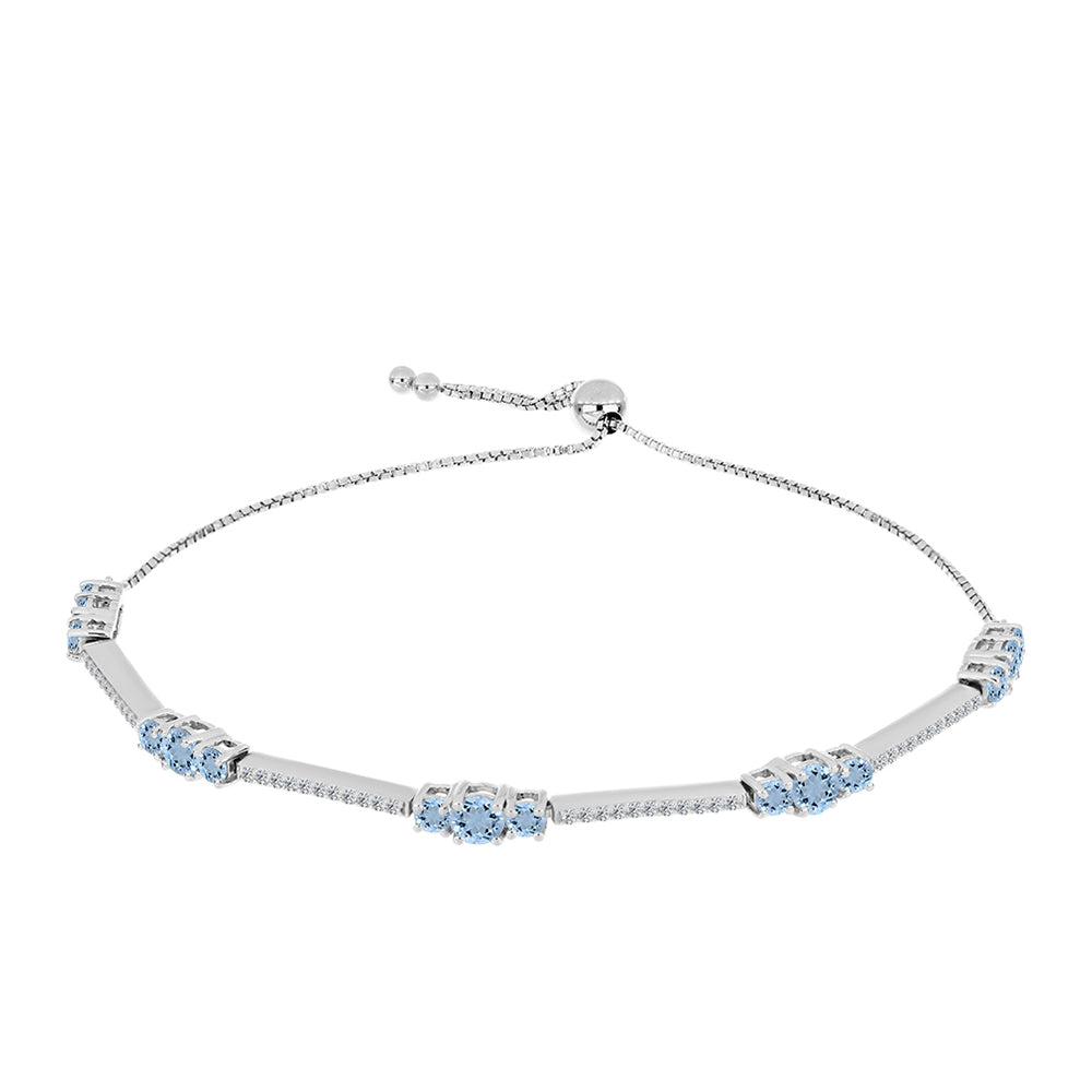 Brățară din Argint 925 ( 6.37 grame ) cu Acvamarin Embu County și Topaz Alb 2.85 Carate