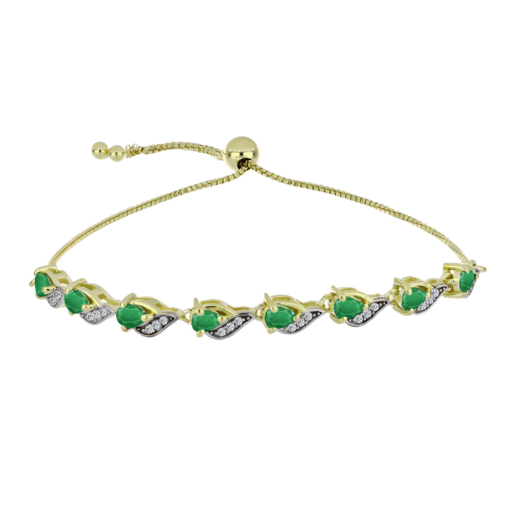 Brățară din Argint 925 Placat cu Aur ( 5.01 grame ) cu Smarald Zambian și Topaz Alb 1.29 Carate