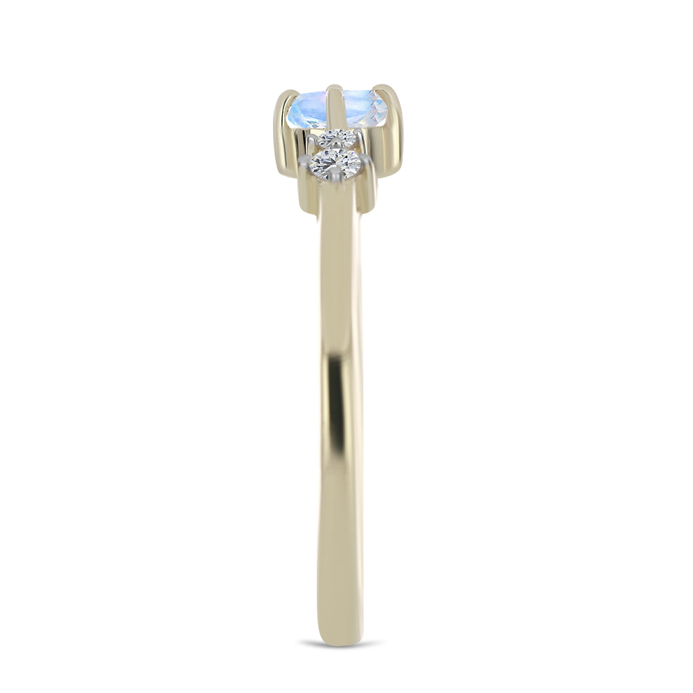 Inel din Argint 925 Placat cu Aur ( 1.57 grame ) cu Piatra Lunii Curcubeu și Topaz Alb 0.38 Carate