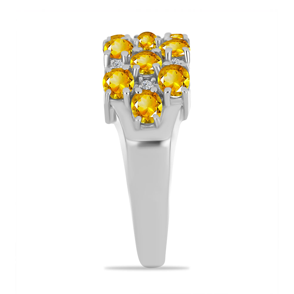 Inel din Argint 925 ( 3.83 grame ) cu Citrin Ural și Topaz Alb 1.61 Carate