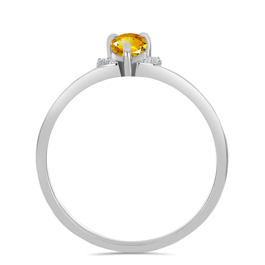 Inel din Argint 925 ( 1.59 grame ) cu Citrin Ural și Topaz Alb 0.42 Carate
