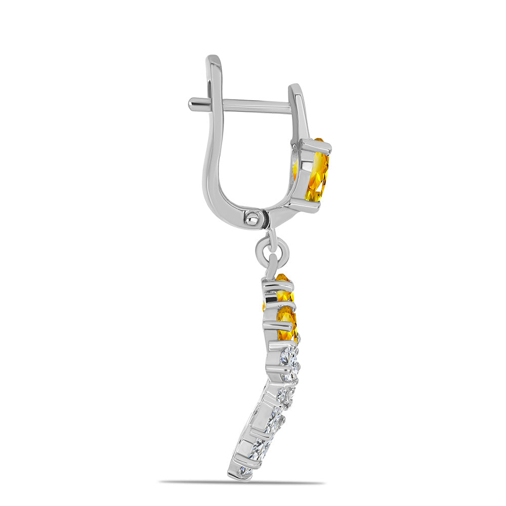 Cercei din Argint 925 ( 6.22 grame ) cu Citrin Ural și Topaz Alb 5.78 Carate