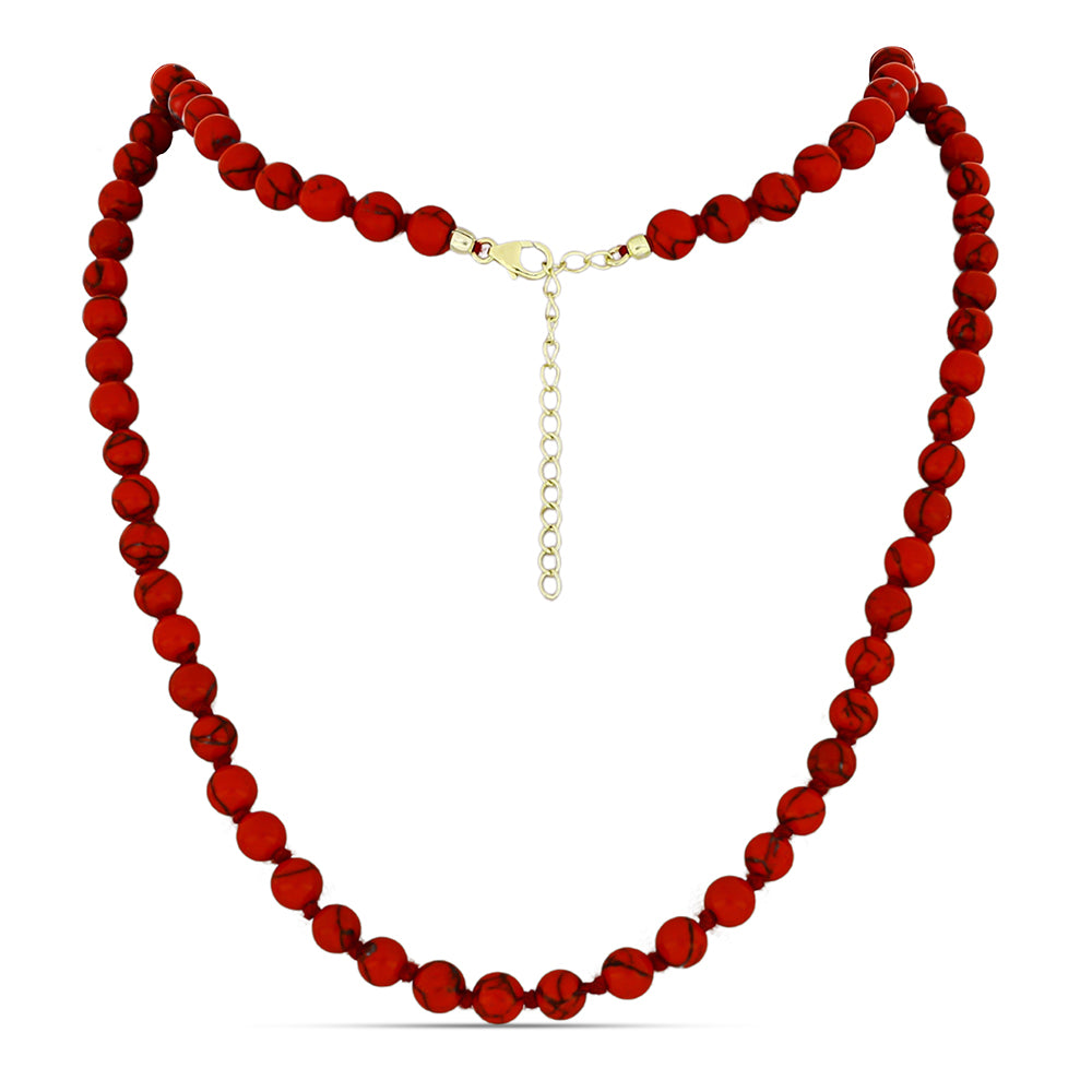 Colier din Argint 925 Placat cu Aur ( 1 grame ) cu Coral Roșu Burete 73.5 Carate