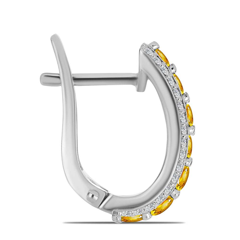 Cercei din Argint 925 ( 7.64 grame ) cu Citrin Ural și Topaz Alb 2.07 Carate