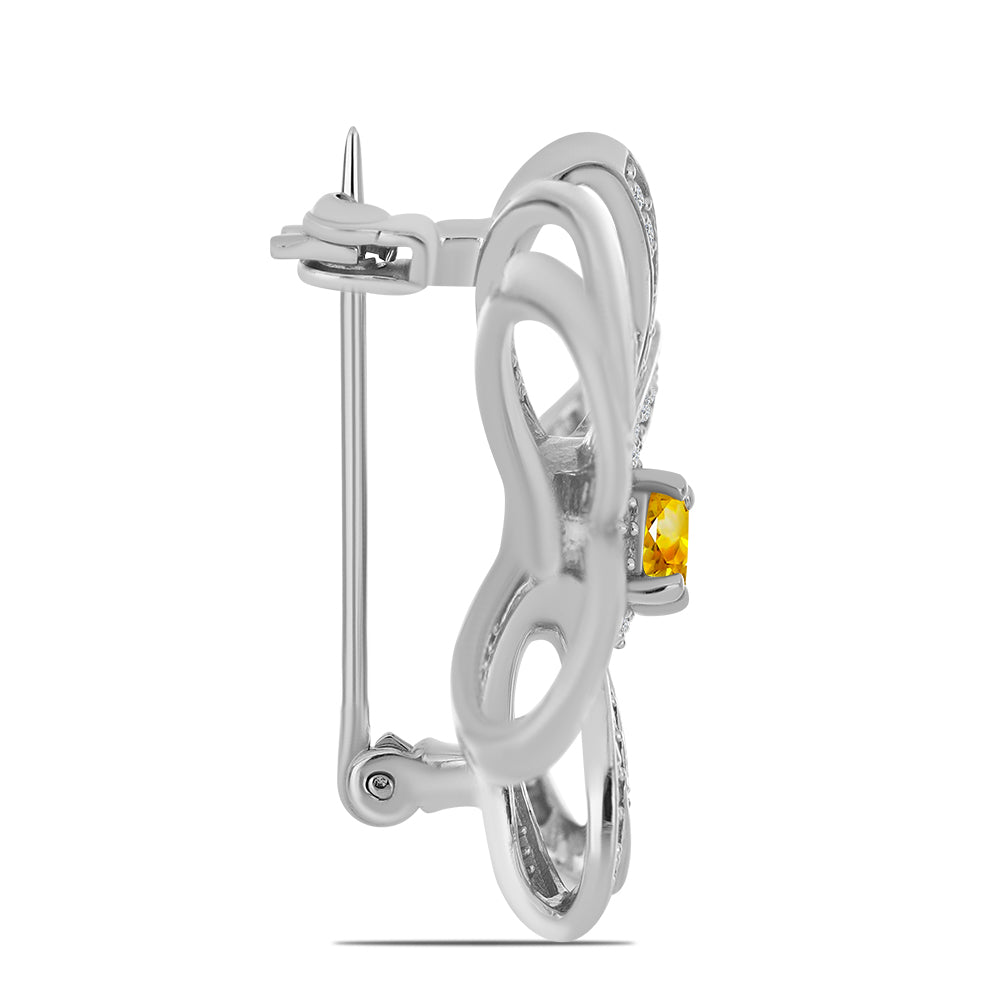 Broşă din Argint 925 ( 4.31 grame ) cu Citrin Ural și Topaz Alb 0.84 Carate