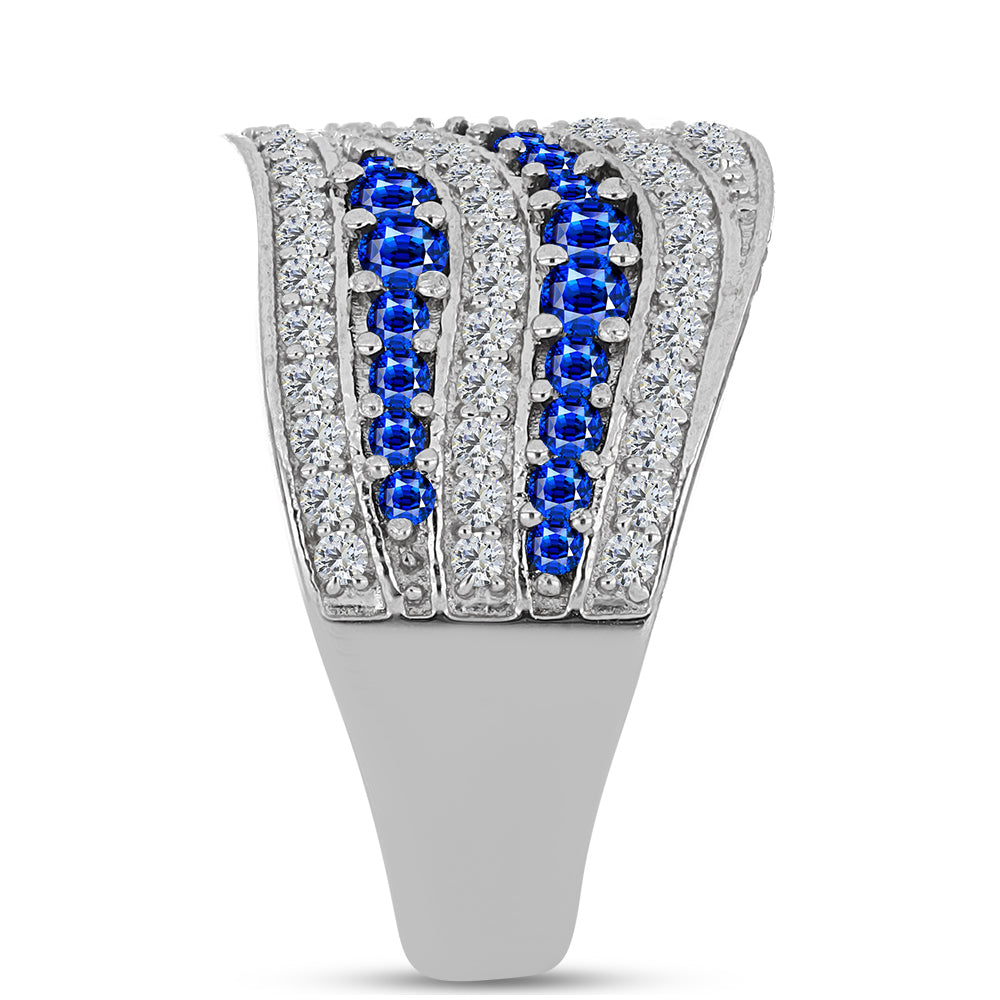 Inel din Argint 925 ( 6.46 grame ) cu Safir Albastru Australian și Topaz Alb 1.73 Carate