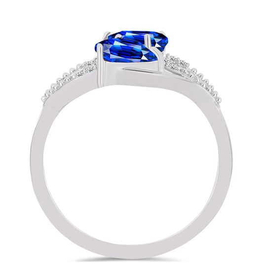 Inel din Argint 925 ( 2.57 grame ) cu Safir Albastru Australian și Topaz Alb 1.99 Carate