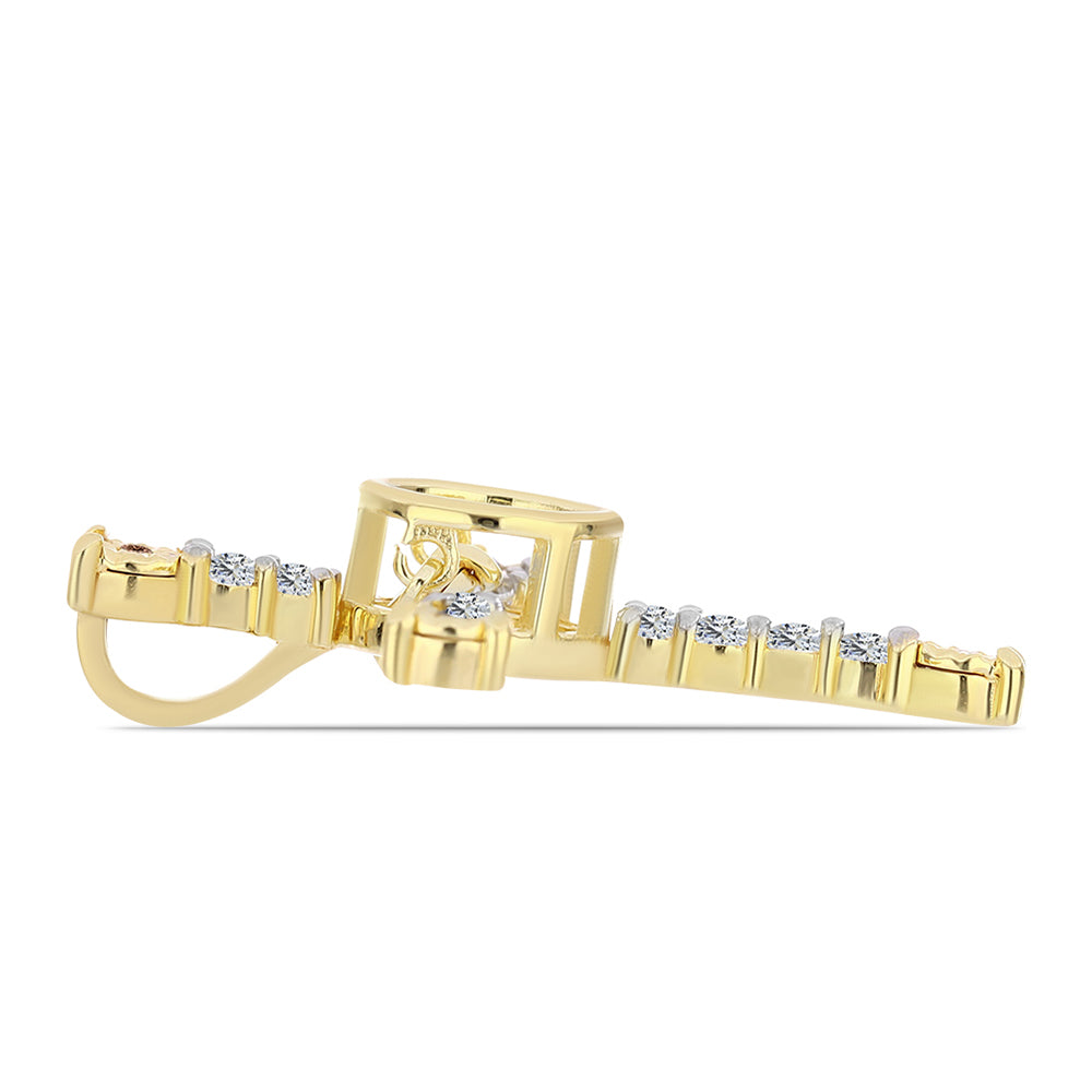 Cruce Pandantiv din Argint 925 Placat cu Aur ( 2.4 grame ) cu Diamant Coniac și Topaz Alb 0.44 Carate