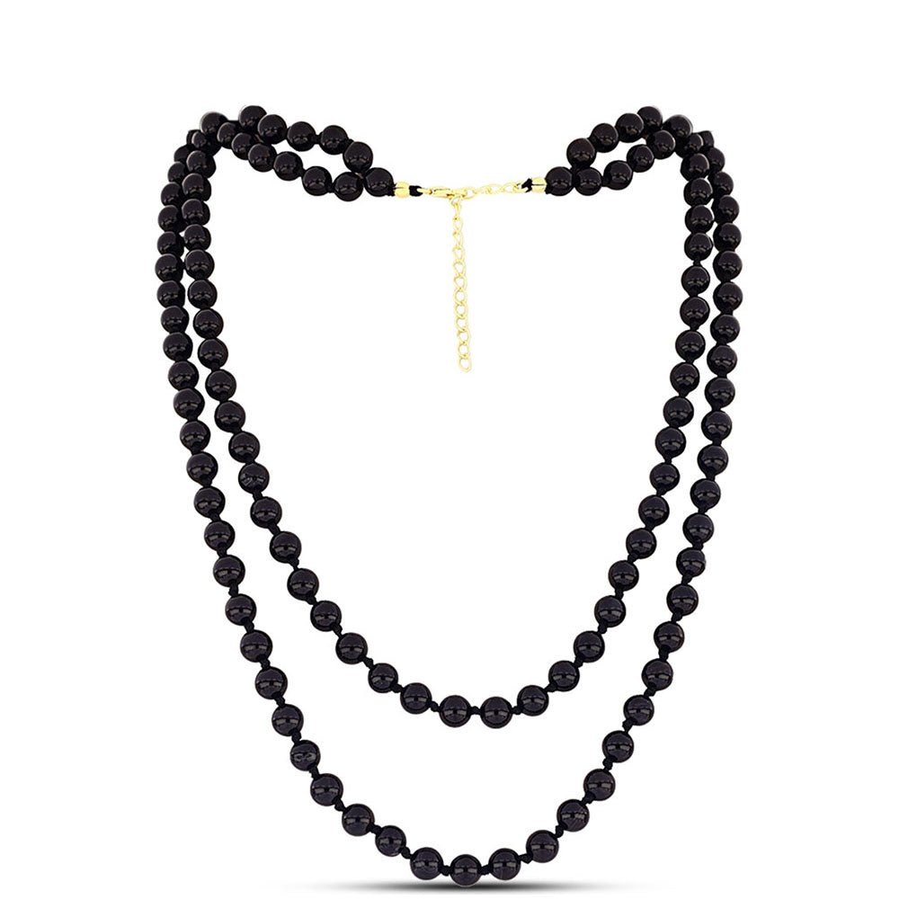 Colier din Argint 925 Placat cu Aur ( 1.03 grame ) cu Onix Negru 185.2 Carate