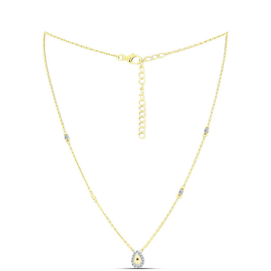 Colier din Argint 925 Placat cu Aur ( 3.2 grame ) cu Diamant Coniac și Topaz Alb 0.2 Carate
