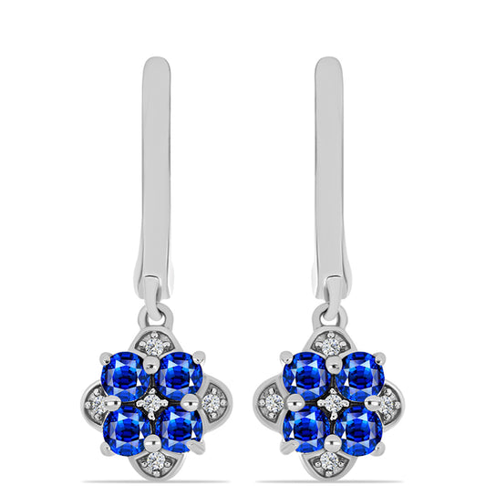 Cercei din Argint 925 ( 3.05 grame ) cu Safir Albastru Australian și Topaz Alb 1.29 Carate