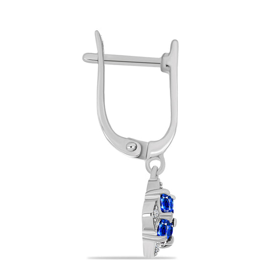 Cercei din Argint 925 ( 3.05 grame ) cu Safir Albastru Australian și Topaz Alb 1.29 Carate