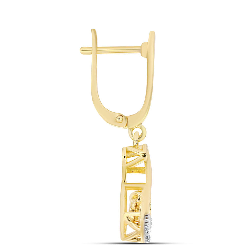 Cercei din Argint 925 Placat cu Aur ( 3.66 grame ) cu Diamant Coniac și Topaz Alb 0.11 Carate