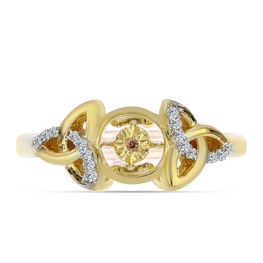 Inel din Argint 925 Placat cu Aur ( 3.86 grame ) cu Diamant Coniac și Topaz Alb 0.1 Carate