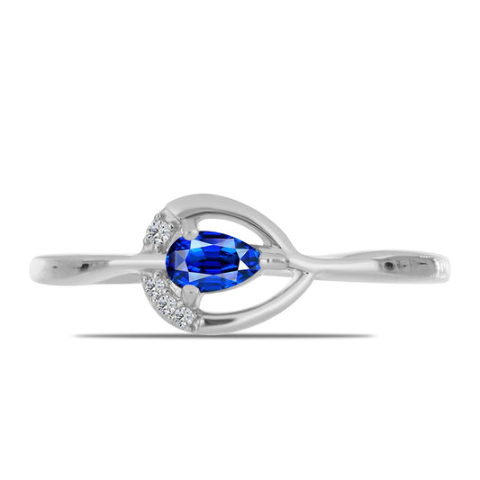 Inel din Argint 925 ( 1.76 grame ) cu Safir Albastru Australian și Topaz Alb 0.34 Carate