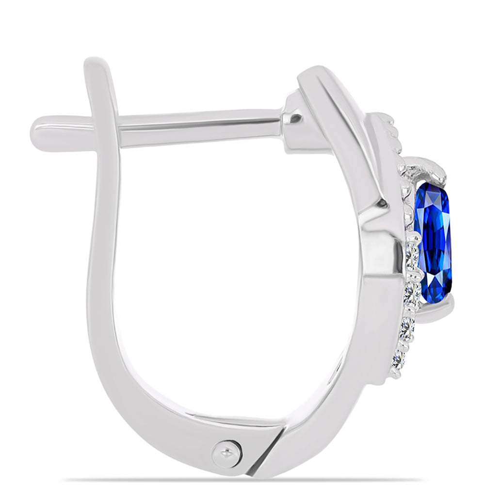 Cercei din Argint 925 ( 3.78 grame ) cu Safir Albastru Australian și Topaz Alb 0.54 Carate