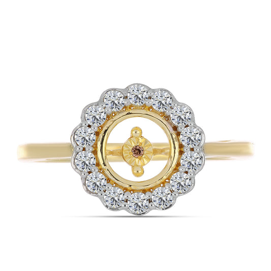 Inel din Argint 925 Placat cu Aur ( 3.19 grame ) cu Diamant Coniac și Topaz Alb 0.58 Carate