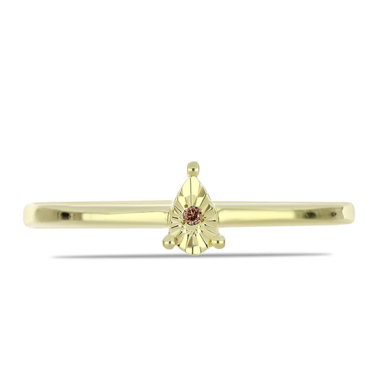 Inel din Argint 925 Placat cu Aur ( 1.51 grame ) cu Diamant Coniac 0.01 Carate