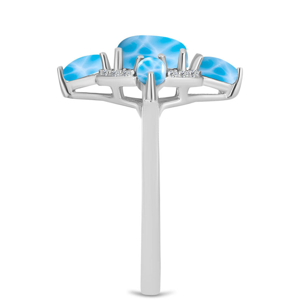 Inel din Argint 925 ( 3.16 grame ) cu Larimar de Barahona și Topaz Alb 2.58 Carate