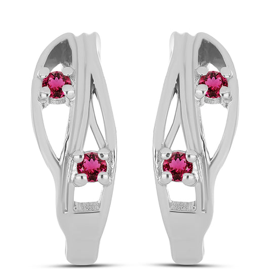 Cercei din Argint 925 ( 3.69 grame ) cu Rubelit Cruzeiro 0.18 Carate