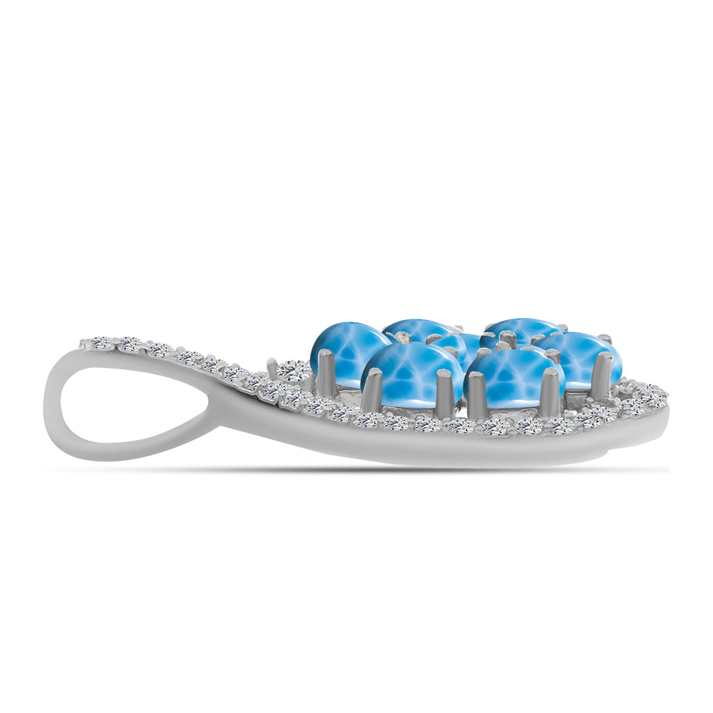 Pandantiv din Argint 925 ( 1.74 grame ) cu Larimar de Barahona și Topaz Alb 1.83 Carate