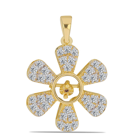 Pandantiv din Argint 925 Placat cu Aur ( 3.47 grame ) cu Diamant Coniac și Topaz Alb 1.12 Carate