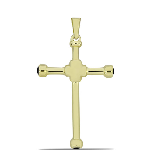 Pandantiv din Argint 925 Placat cu Aur ( 1.97 grame ) cu Onix Negru 0.12 Carate