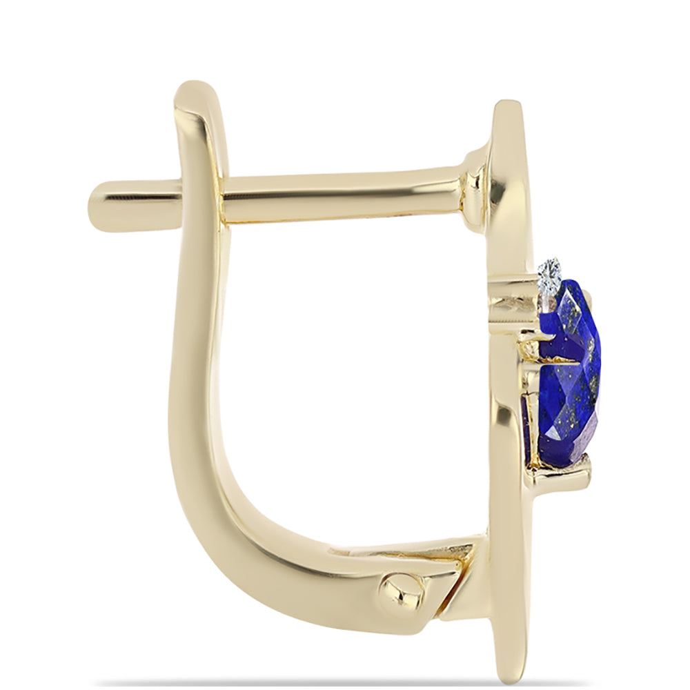 Cercei din Argint 925 Placat cu Aur ( 2.93 grame ) cu Lapis Lazuli și Topaz Alb 0.5 Carate