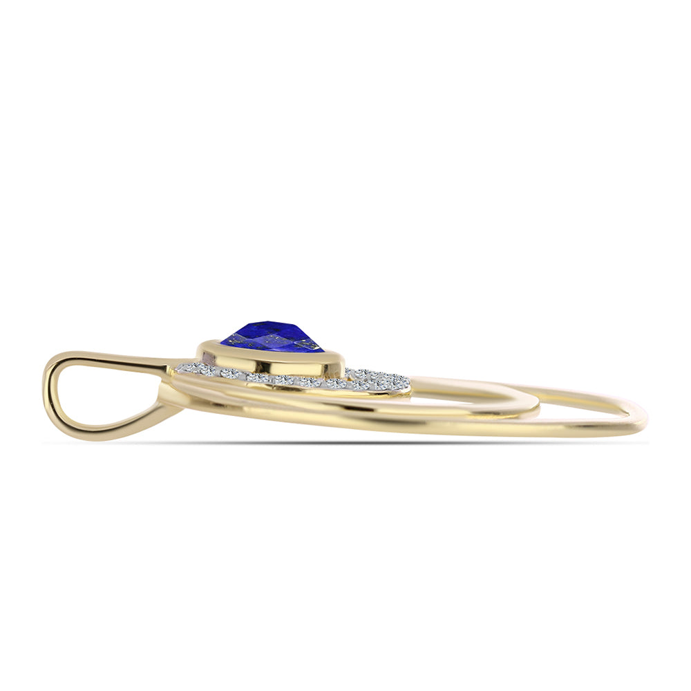 Pandantiv din Argint 925 Placat cu Aur ( 3.69 grame ) cu Lapis Lazuli și Topaz Alb 1.2 Carate