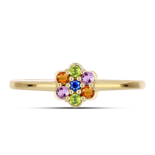 Inel din Argint 925 Placat cu Aur ( 2.07 grame ) cu Safir Curcubeu 0.29 Carate