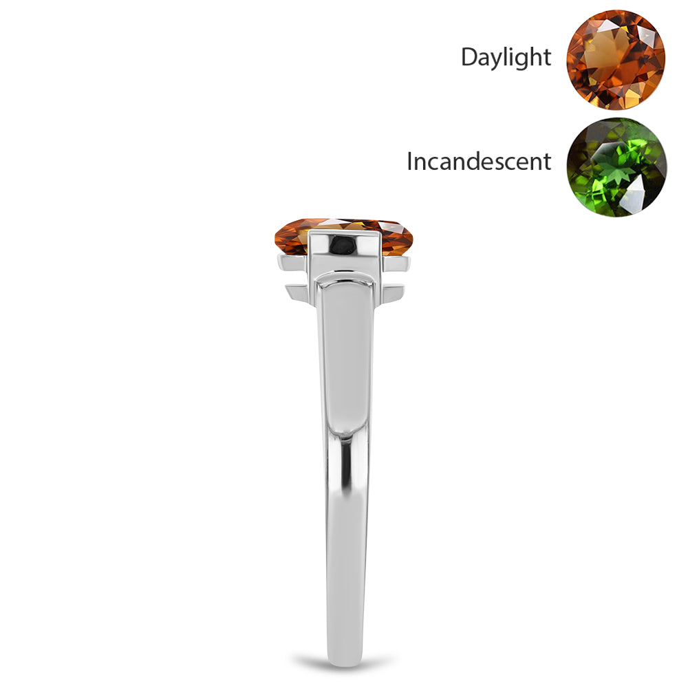 Inel din Argint 925 ( 2.25 grame ) cu Zultanit Anatolian Certificat cultivat în laborator 0.9 Carate