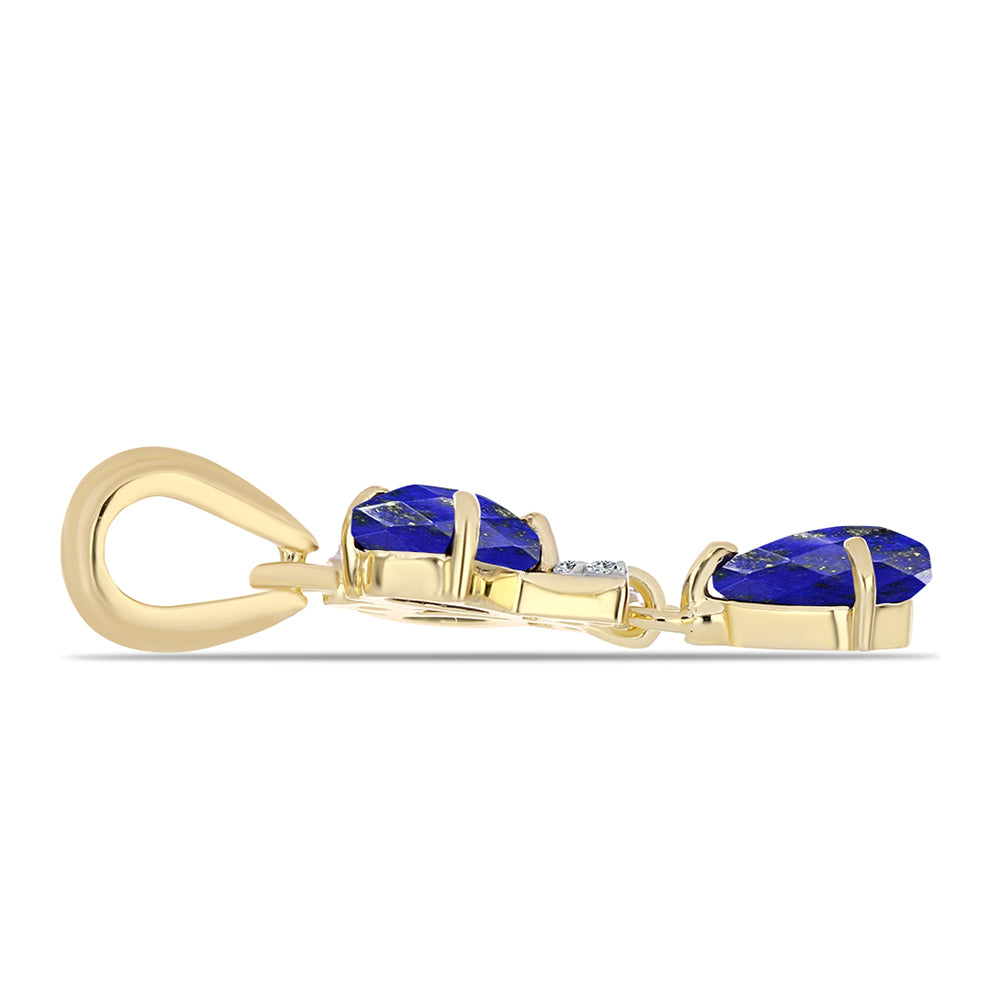 Pandantiv din Argint 925 Placat cu Aur ( 1.14 grame ) cu Lapis Lazuli și Topaz Alb 1.41 Carate